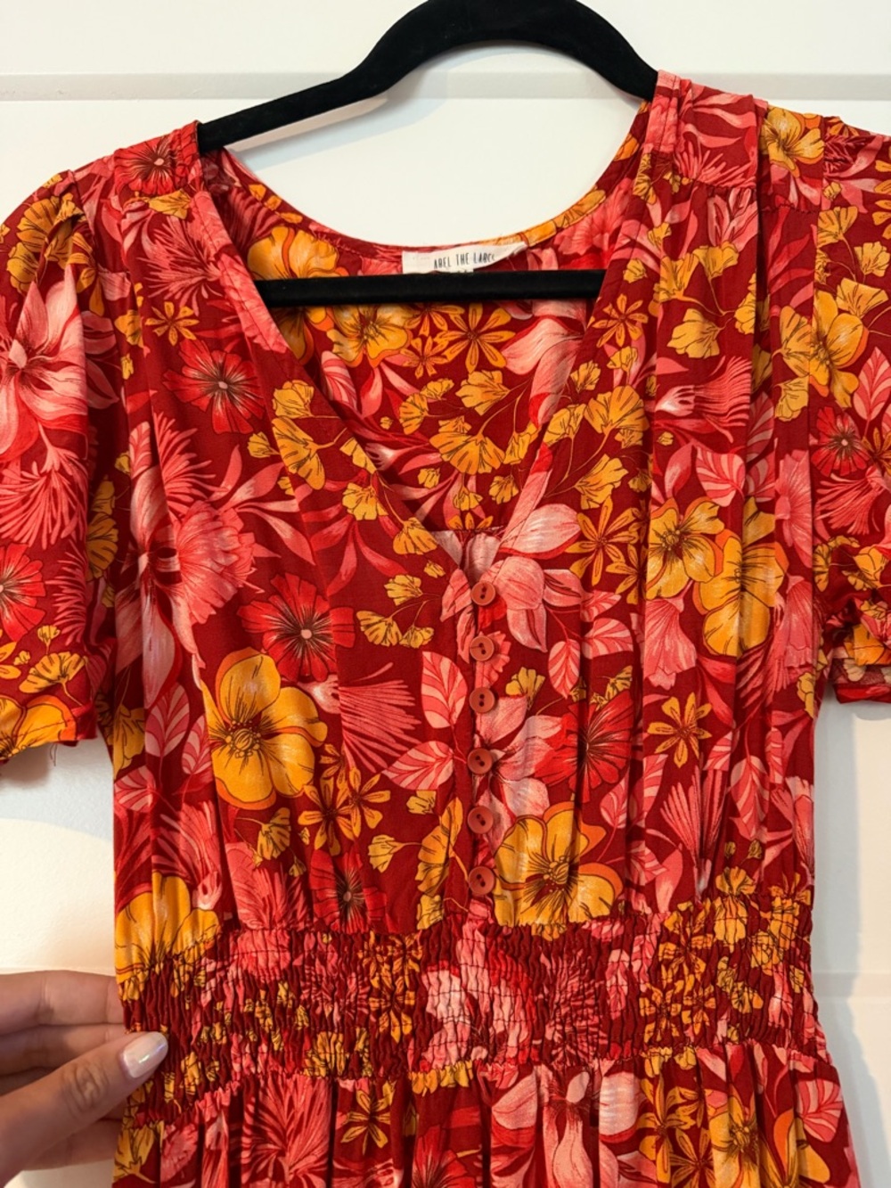 Red Floral Hi-Low Maxi Dress - Picture 3 of 7